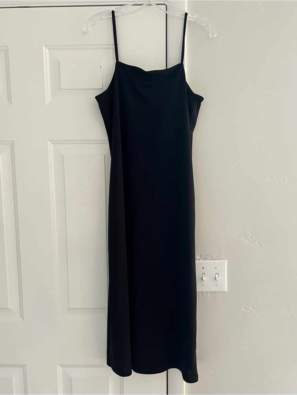 H&M Black Midi Slip Dress with Spaghetti Straps